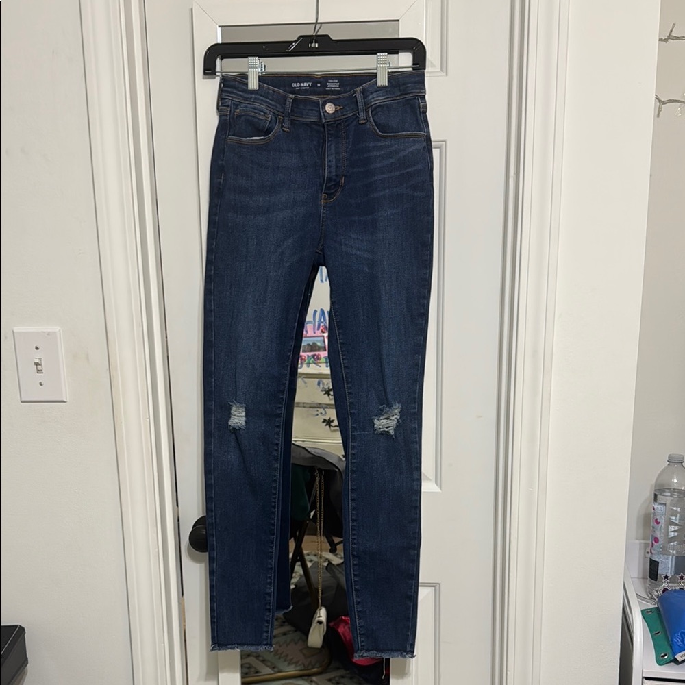 Old Navy Blue Slim-Fit Distressed Jeans